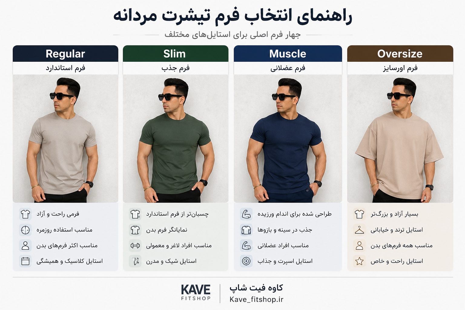 انواع فیت تیشرت مردانه