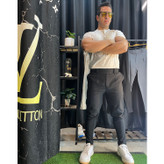 شلوار مردانه مدل کمر انگلیسی مشکی نمای تمام رخ