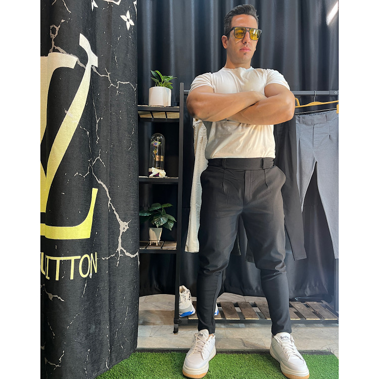 شلوار مردانه مدل کمر انگلیسی مشکی نمای اصلی