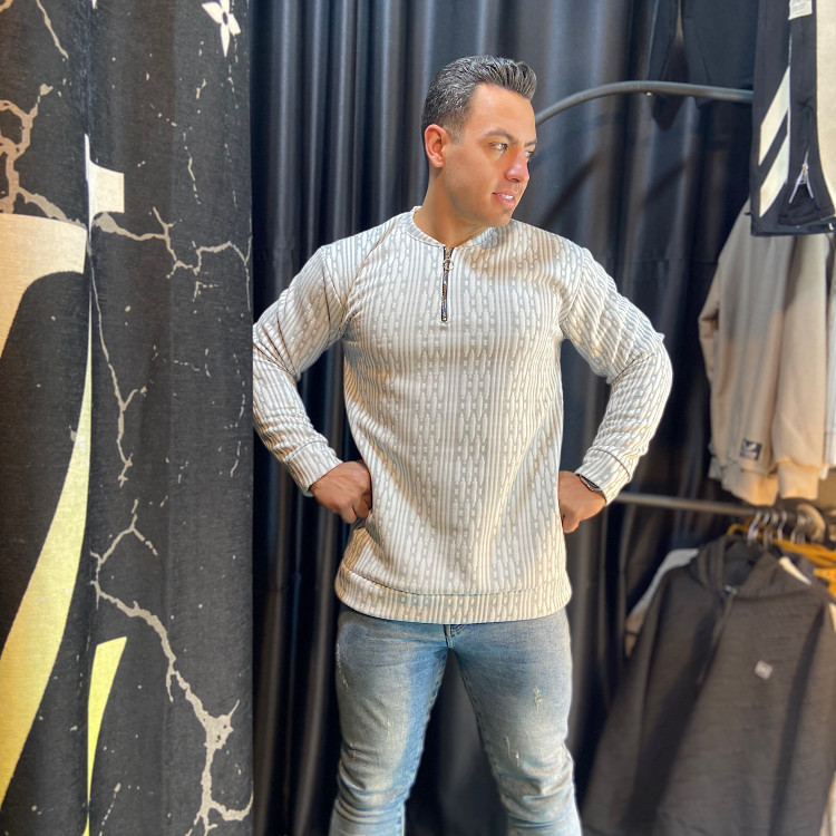 دورس مردانه مدل نیم زیپ طوسی