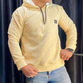 هودی مردانه مدل یقه نیم زیپ لیمویی | زارا نمای تنخور