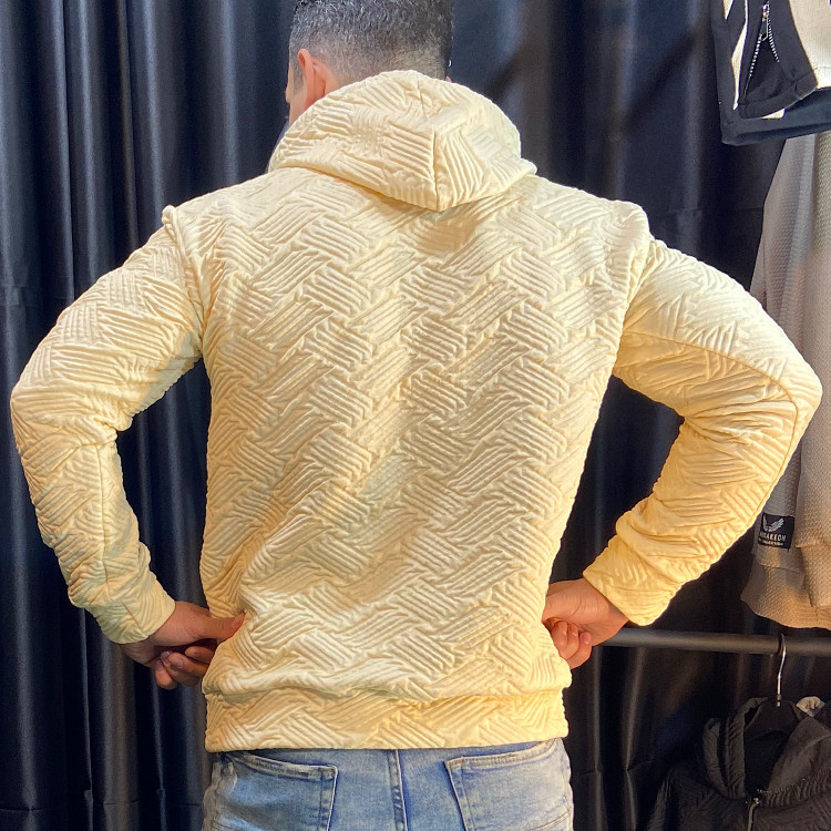 هودی مردانه مدل یقه نیم زیپ لیمویی | زارا نمای پشت