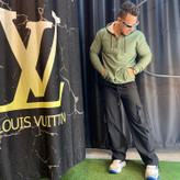 شلوار مردانه مدل کارگو دمپا بندی رنگ مشکی نمای جلو