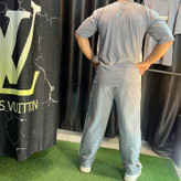 ست تیشرت شلوار مردانه بیسیک نوارکنفی رنگ طوسی نمای پشت