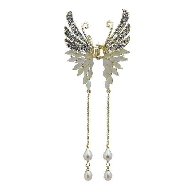 کلیپس مو زنانه مدل بال فرشته آویزه دار نمای جلو