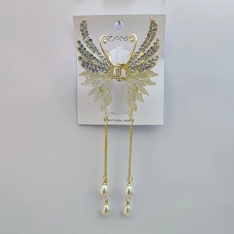 کلیپس مو زنانه مدل بال فرشته آویزه دار نمای روبرو