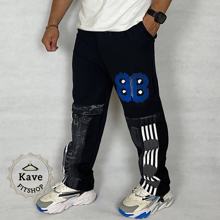 شلوار مردانه مدل بگ پیستوله گل دوزی | بالنسیاگا نمای پاخور