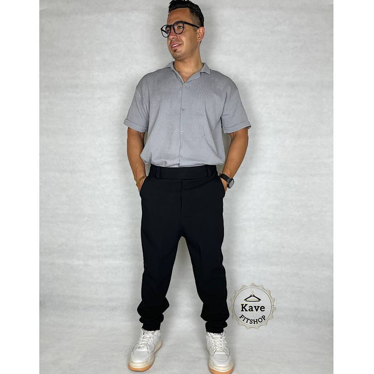 شلوار مردانه مدل مام مازراتی رنگ مشکی نمای روبرو