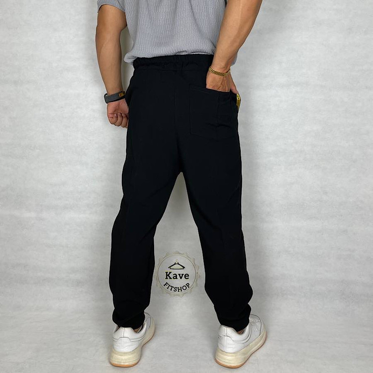 شلوار مردانه مدل مام مازراتی رنگ مشکی نمای پشت