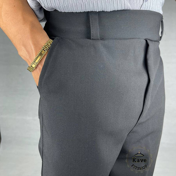 شلوار مردانه مدل مام مازراتی رنگ مشکی نمای پارچه