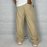 شلوار مردانه مدل بگ لنین رنگ کرم نمای پشت