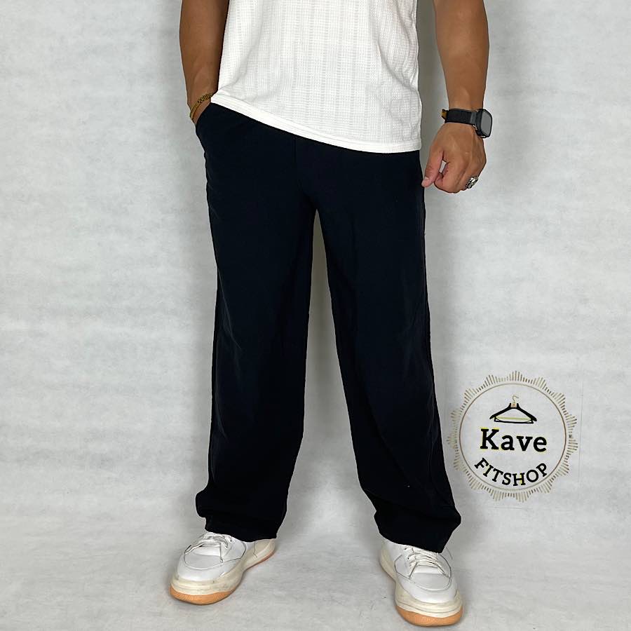 شلوار مردانه مدل بگ لنین رنگ مشکی نمای جلو