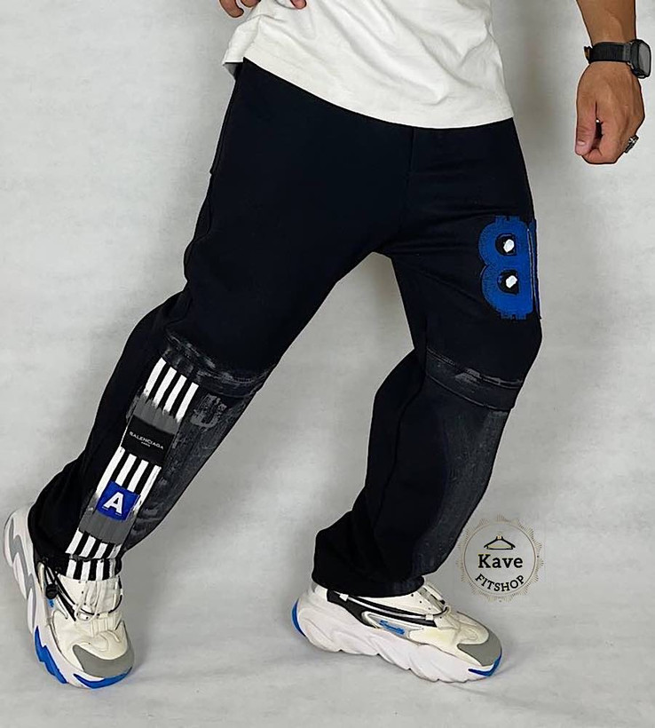 شلوار مردانه مدل بگ پیستوله گل دوزی | بالنسیاگا نمای راست