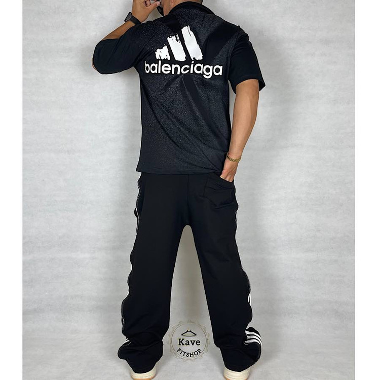 ست پولوشرت و شلوار بگ مردانه مدل پیستوله مشک نمای پشت