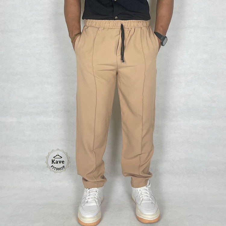 شلوار مردانه مدل کلاسیک مازراتی کرم نمای روبرو