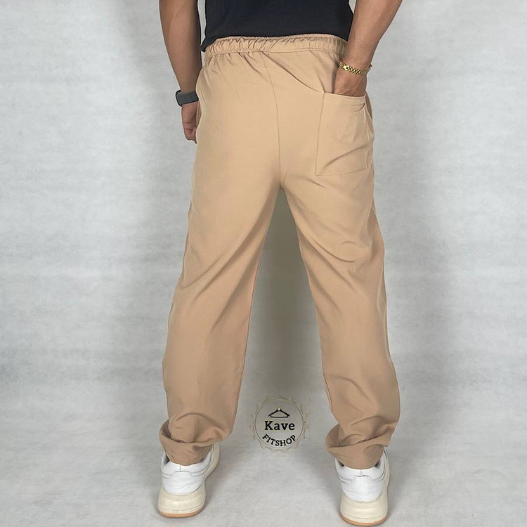 شلوار مردانه مدل کلاسیک مازراتی کرم نمای پشت