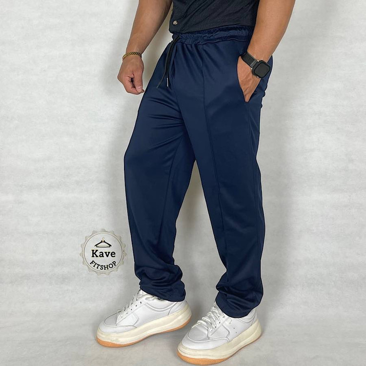 شلوار مردانه مدل کلاسیک غواصی رنگ سرمه ای نمای چپ