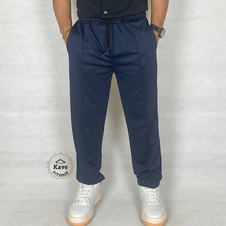 شلوار مردانه مدل کلاسیک غواصی رنگ سرمه ای نمای روبرو