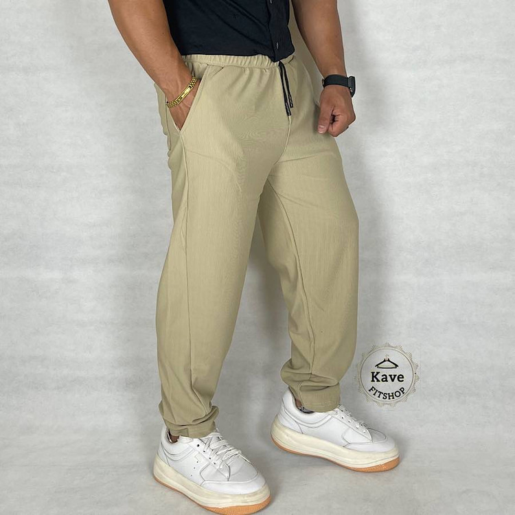 شلوار مردانه مدل کلاسیک کبریتی | کرم استخوانی نمای راست