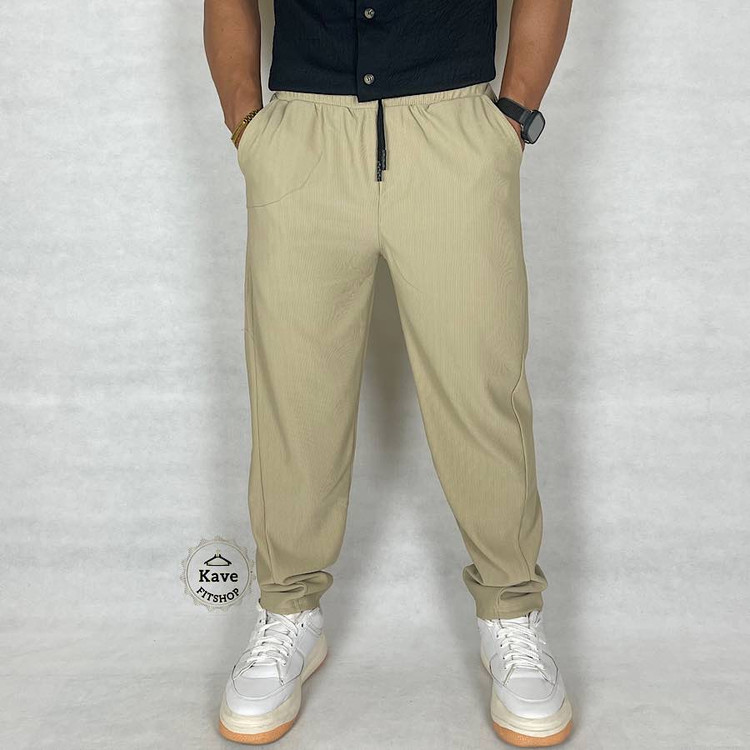 شلوار مردانه مدل کلاسیک کبریتی | کرم استخوانی نمای روبرو