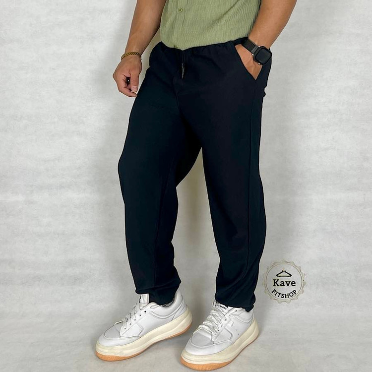 شلوار مردانه کلاسیک کبریتی مشکی نمای چپ