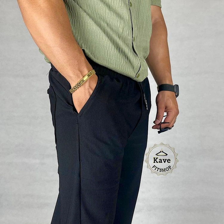 شلوار مردانه کلاسیک کبریتی مشکی نمای پارچه