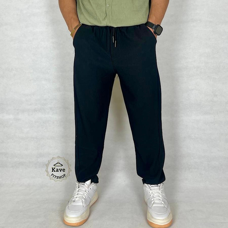 شلوار مردانه کلاسیک کبریتی مشکی نمای جلو