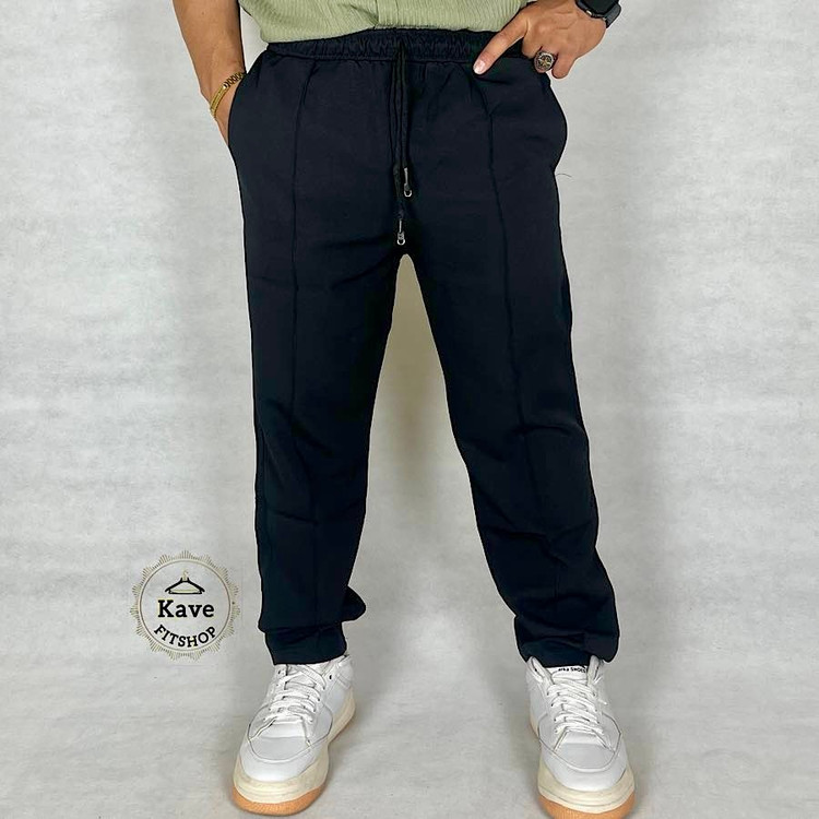 شلوار مردانه مدل کلاسیک مازراتی مشکی نمای روبرو