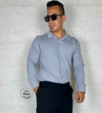 پیراهن مردانه کبریتی آستین بلند | طوسی نمای نزدیک