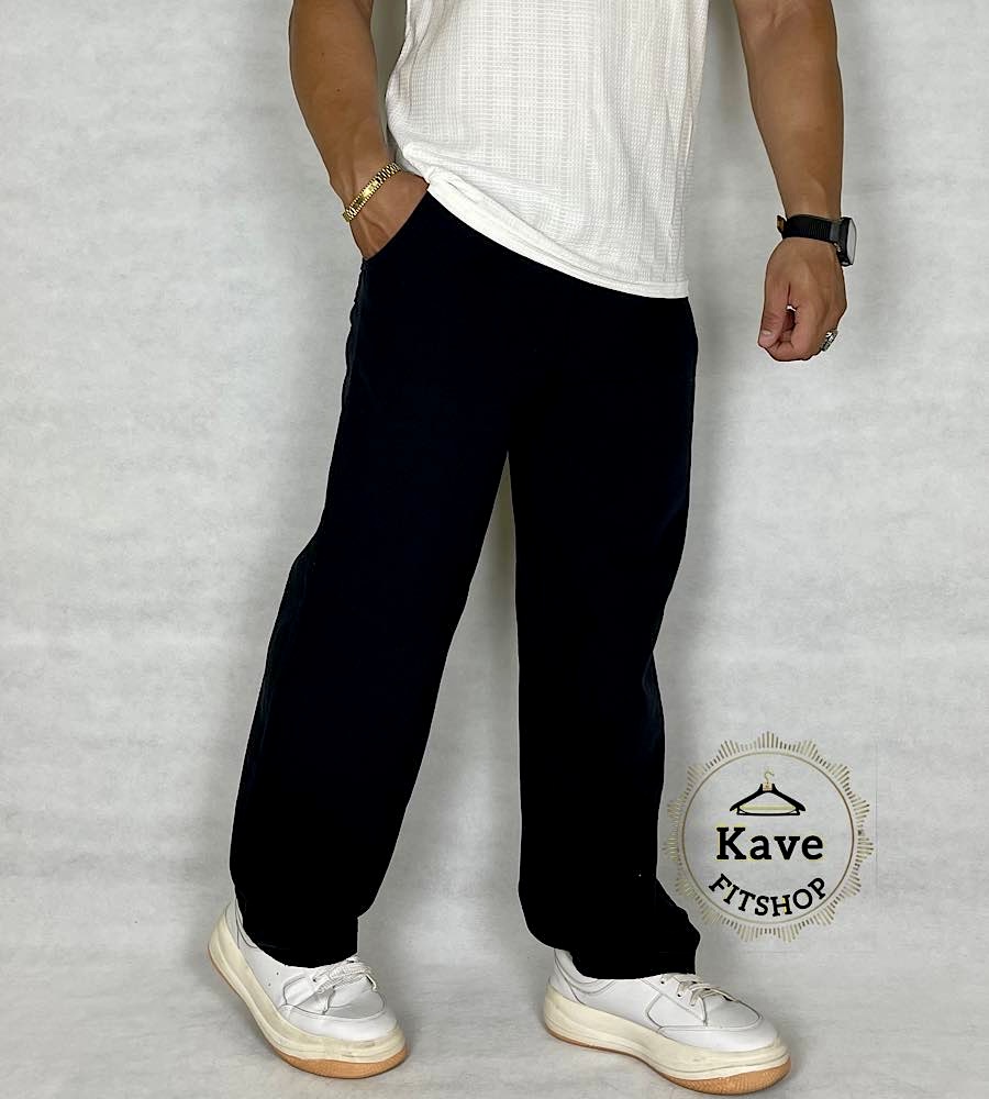 شلوار مردانه مدل بگ لنین رنگ مشکی نمای روبرو