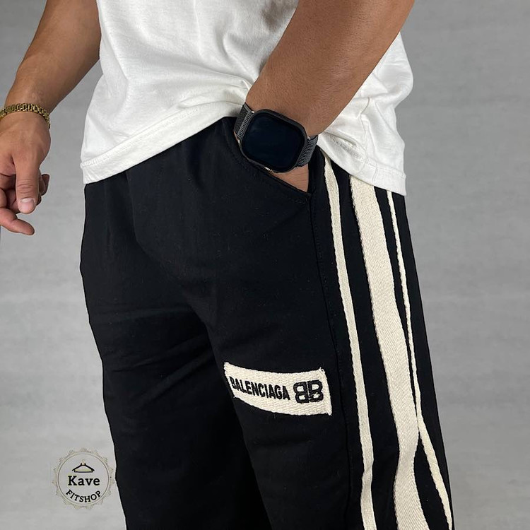 شلوارمردانه مدل بگ پنبه نوار کنفی بالنسیاگا نمای پارچه