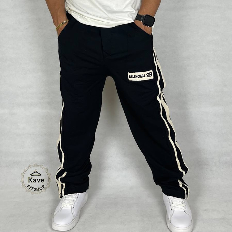 شلوارمردانه مدل بگ پنبه نوار کنفی بالنسیاگا نمای جلو