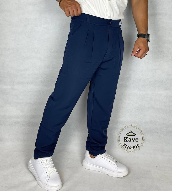 شلوار مردانه مدل کمر انگلیسی کلاسیک سرمه ای