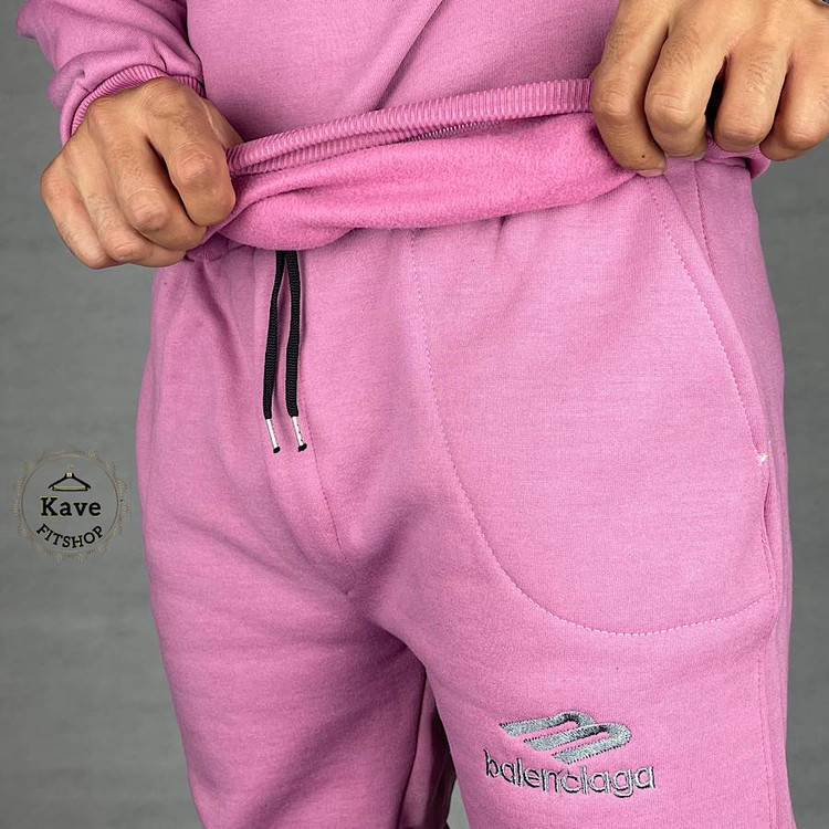 ست مردانه دورس شلوار مدل بیسیک جاگر صورتی نمای پارچه