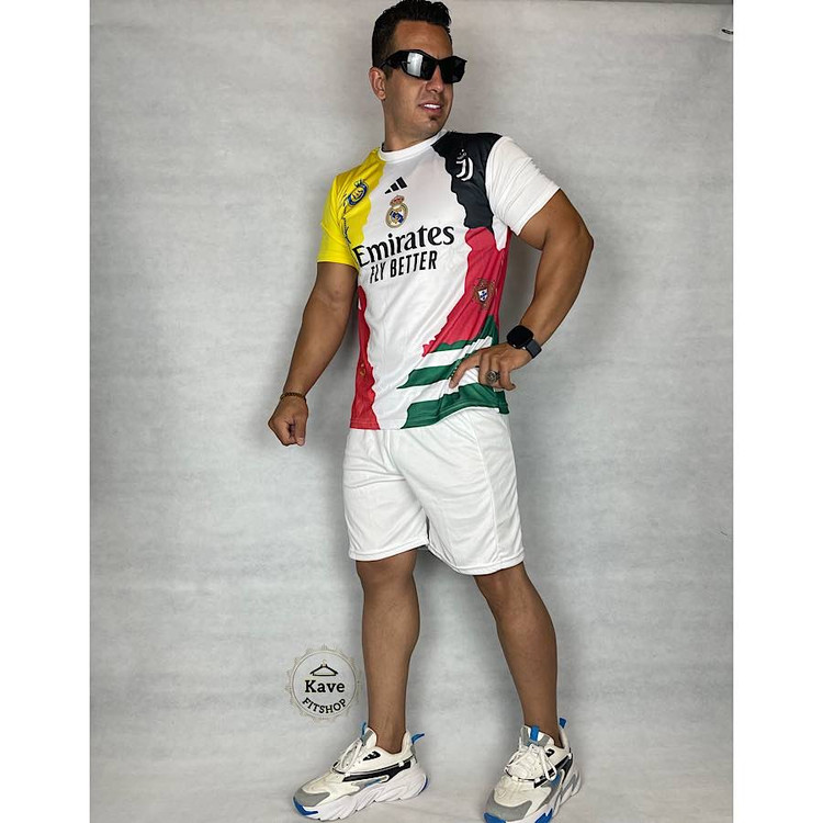 ست تیشرت و شلوارک ورزشی مردانه مدل منتخب رونالدو نمای روبرو