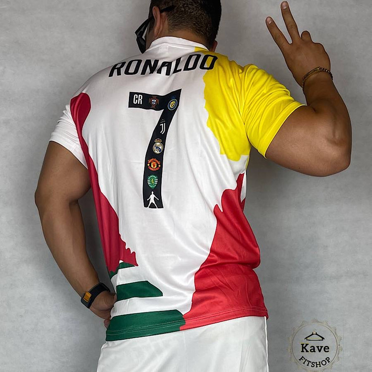 ست تیشرت و شلوارک ورزشی مردانه مدل منتخب رونالدو نمای تیشرت