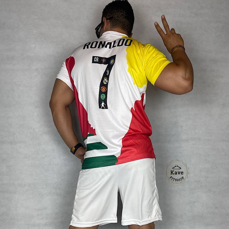 ست تیشرت و شلوارک ورزشی مردانه مدل منتخب رونالدو نمای پشت