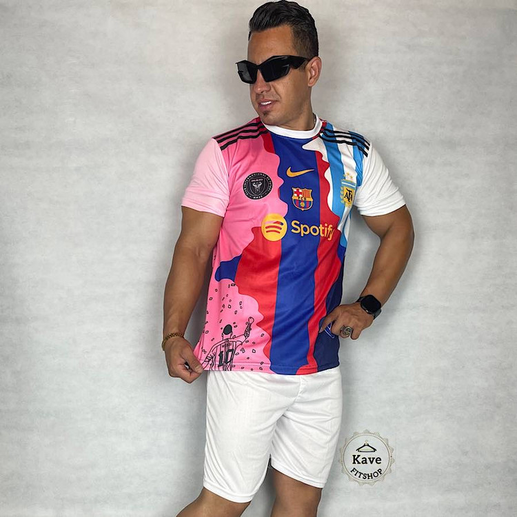 ست تیشرت شلوارک ورزشی منتخب لیونل مسی نمای تیشرت