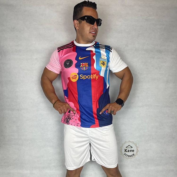 ست تیشرت شلوارک ورزشی منتخب لیونل مسی نمای روبرو
