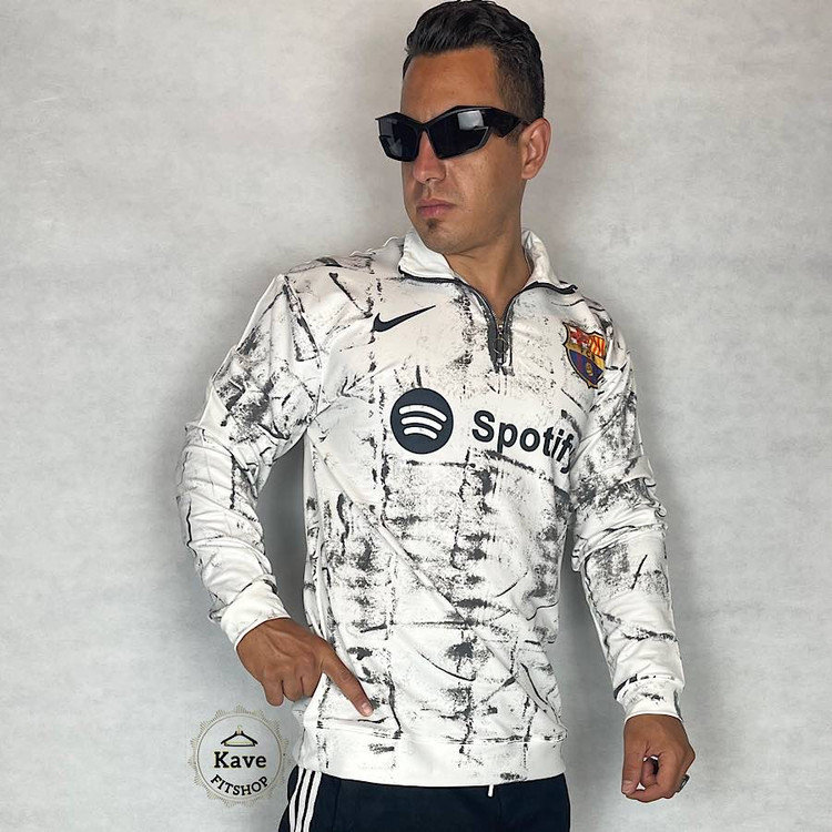 تیشرت مردانه آستین بلند مدل نیم زیپ | بارسلونا نمای روبرو