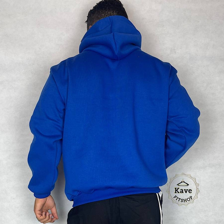 هودی مردانه مدل بیسیک داخل کرکی | آبی نمای پشت