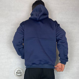 هودی مردانه مدل بیسیک داخل کرکی سرمه ای نمای پشت