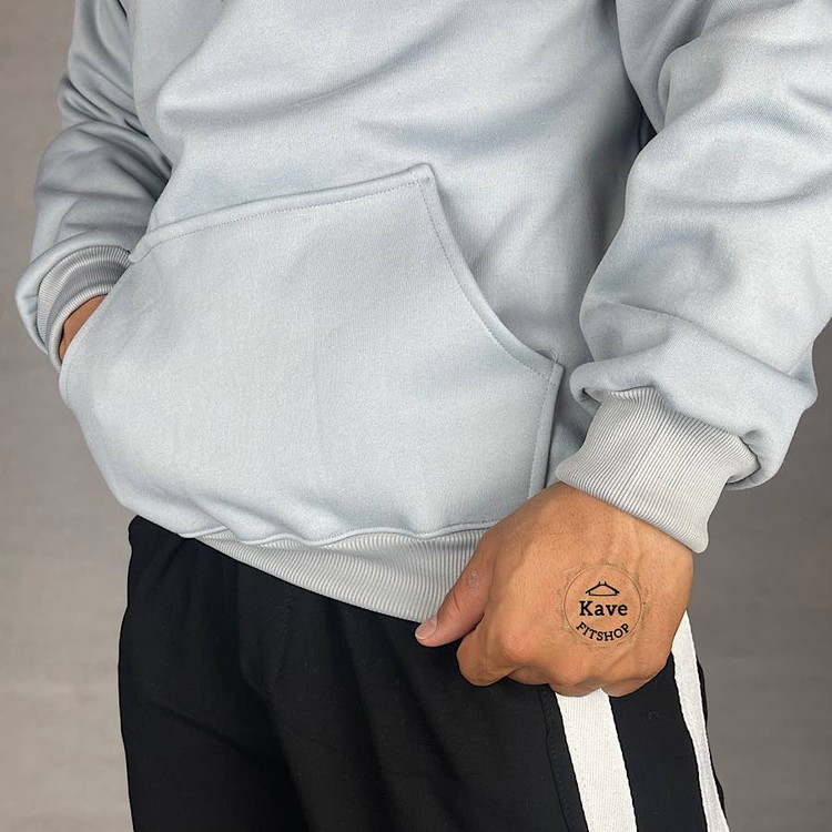 هودی مردانه مدل بیسیک داخل کرکی | طوسی نمای پارچه