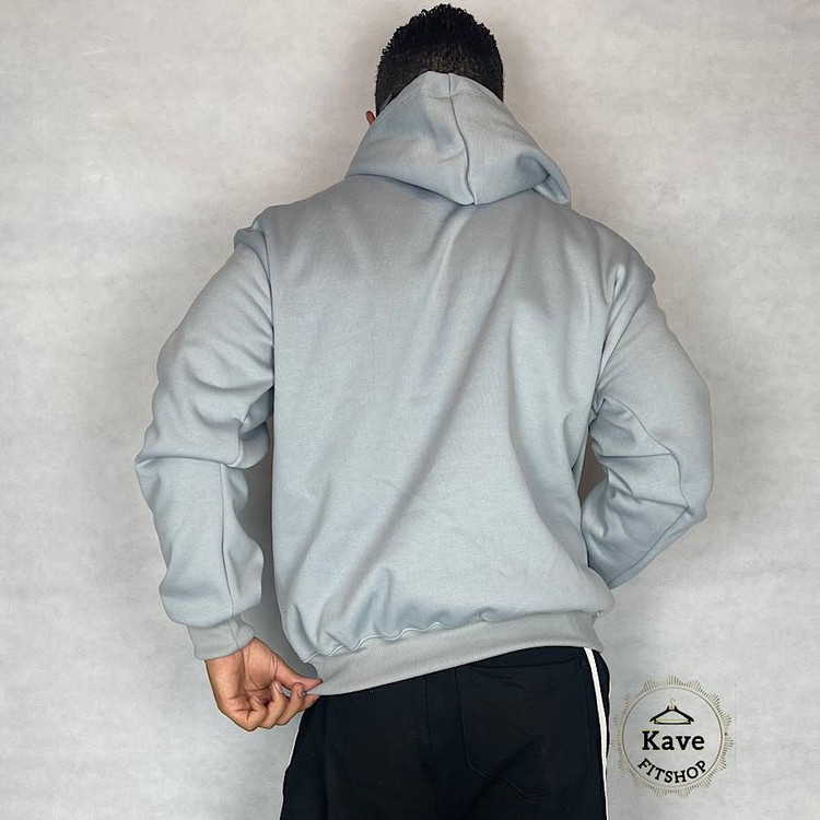 هودی مردانه مدل بیسیک داخل کرکی | طوسی نمای پشت