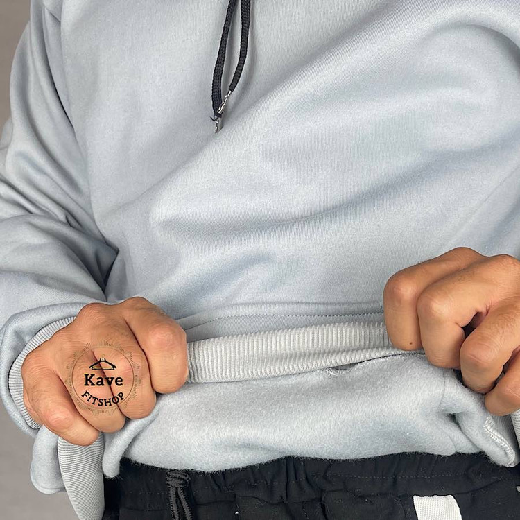 هودی مردانه مدل بیسیک داخل کرکی | طوسی نمای دوخت