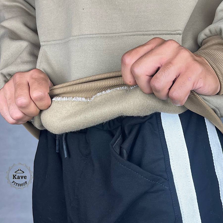 هودی مردانه مدل بیسیک داخل کرکی | بژ نمای پارچه