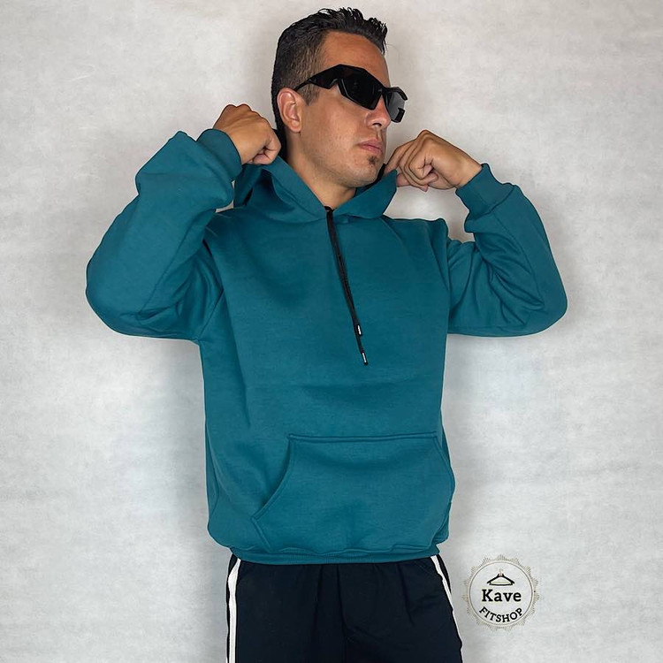 هودی مردانه مدل بیسیک داخل کرکی | سبز نمای کلاه