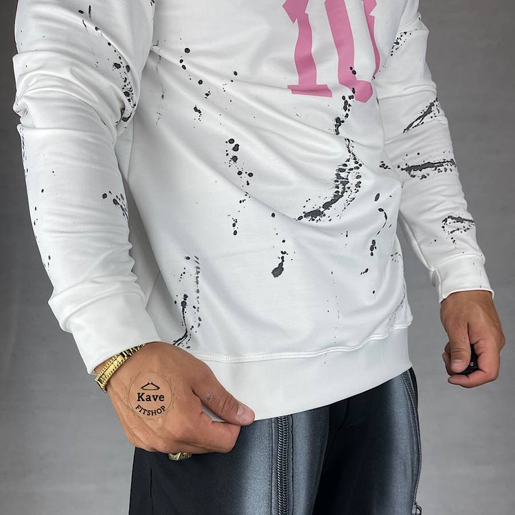 تیشرت مردانه آستین بلند مدل نیم زیپ | اینتر میامی نمای دوخت