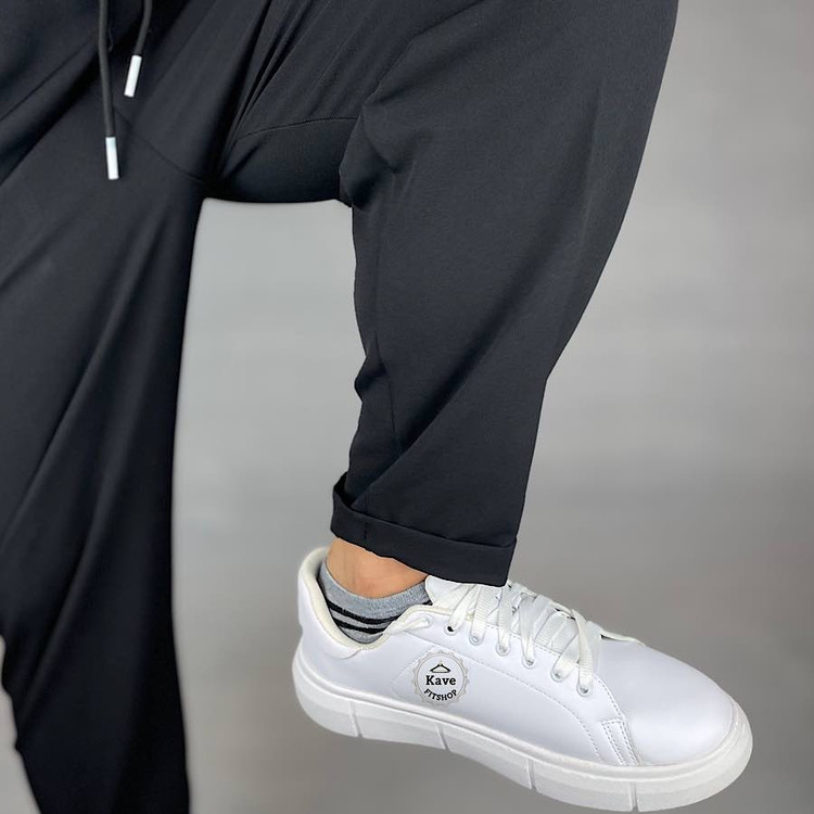 شلوار مردانه مدل بگ کلاسیک مازراتی رنگ مشکی نمای دمپا