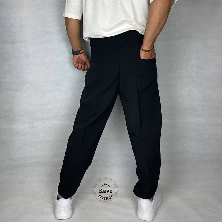 شلوار مردانه مدل بگ کلاسیک مازراتی رنگ مشکی نمای پشت